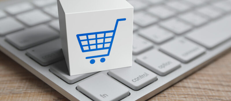 Shopping,Cart,Flat,Icon,On,White,Block,Cube,With,Modern